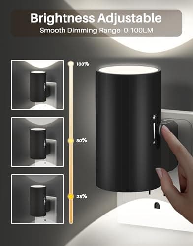 Night Lights Plug into Wall, LED Plug in Night Light with Light Sensor, 0-100LM Adjustable Brightness Wall Light, 5000K Daylight White, 2Pcs Dimmable Automatic Night Light for Hallway Bedroom Stairway - Thumbnail 3