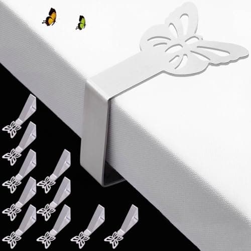 Tablecloth Clips for Outdoor Thick Tables 10 Pack, Butterfly Picnic Table Cloth Holder Clip Indoor, Heavy Duty Stainless Steel Cover Clamp for Party Wedding Home Restaurant Camping Accessories - Image 1