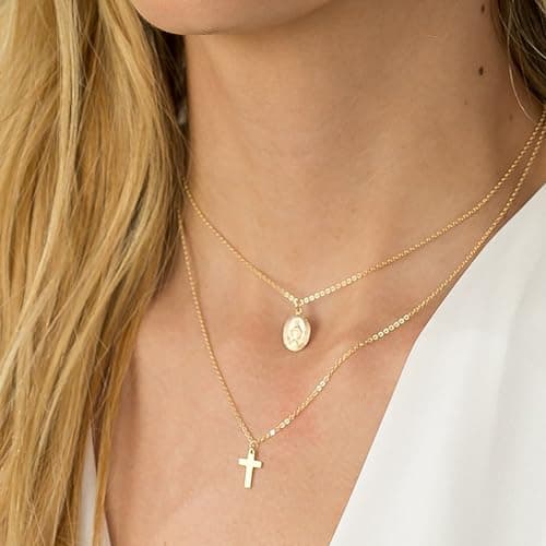 JNZSSWHJJH Gold Cross Necklace for Women - 18K Gold Plated Cross Necklace Dainty Gold Necklace for Women Trendy Gold Jewelry Easter Basket Essentials Stuffers Christian Religious Christmas Gifts - Thumbnail 4