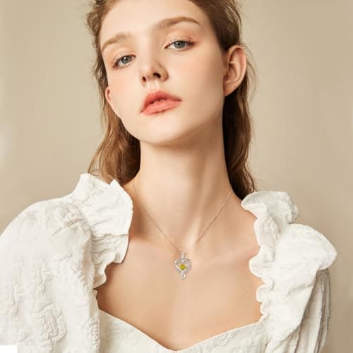 Birthstone Necklace for Women, December Birthstone Necklaces silver Wedding Anniversary Heart Necklace Women's Jewelry Mother’s Day, Valentine’s Day, Birthday, Christmas Gifts for Women turquoise necklaces for women - Thumbnail 5