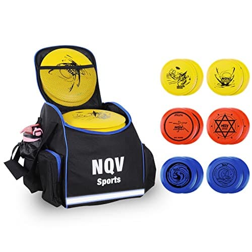 NQV Disc Golf Set with Backpack,Disc Golf Beginner Set,12 Pack Flying Discs with Putters Drivers Mid Ranges+1 Blue Disc Golf Bag Fluorescent Portable Outdoor Indoor - Image 1