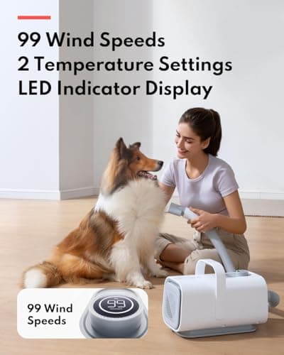 HomeRunPet Dog Dryer, Ultra Quiet High Velocity Blow Dryer for Dogs with 99 Speed & 3 Temperature Settings, 6.5ft Long Hose & LED Display, Perfect for Dogs, Pets Grooming - Thumbnail 5