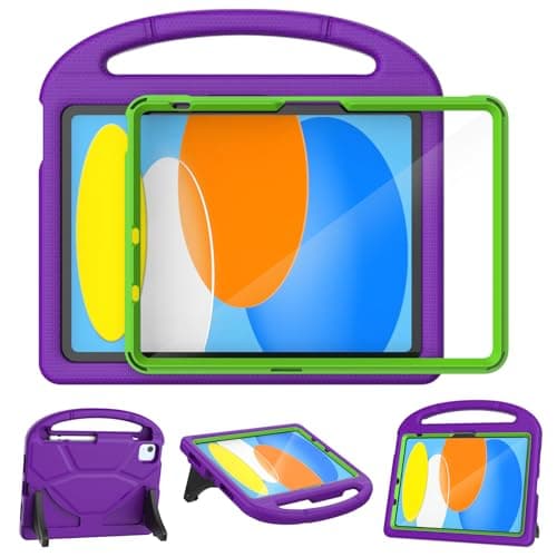YIHE Kids Case for iPad A16 11th Generation (11-inch, 2025) & 10th Gen (10.9" 2022) | Shockproof Tablet Cover with Built-in Screen Protector & Pencil Holder for iPad 10.9/11 Inch, Purple Green - Image 1