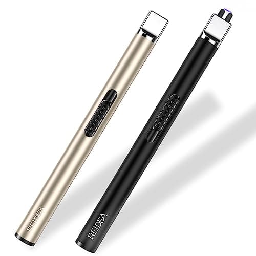 REIDEA Lighter S4 Electric Candle Lighter USB Rechargeable with Safety Switch, Portable Fast Heat Windproof Plasma Lighters, Perfect for Home Cooking BBQ Camping Fireworks (Champagne Gold + Black) - Image 1