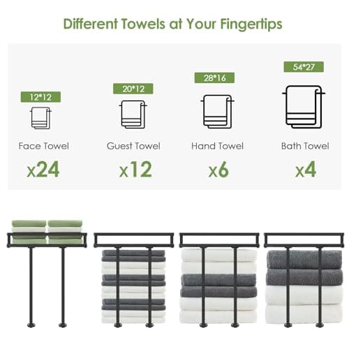 Towel Racks for Bathroom-Wall Mounted Floating Shelves for Wall Bathroom Bedroom Kitchen Living Room, Hanging Book Shelves Decor Bathroom Organizer, 16 inch Solid Wood, (Black, Set of 3, 16in) - Thumbnail 6