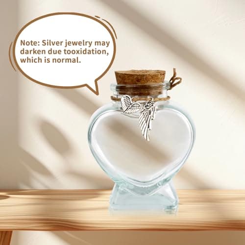 COSOWO Dog Fur Keepsake Bottle, Pet Hair Memorial Glass with Heart Shape & 2 Silver Accessories Pet Memorial Urn for Dogs & Cats, Pet Hair Keepsake, Heart Shape - Thumbnail 6