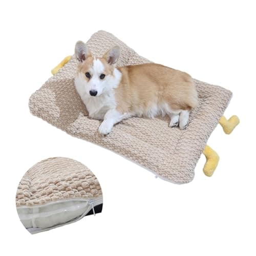 CHULPET Washable Dog Bed Mat, Soft Dog Cushion with Side Zip, Anti-Slip Cat Bed Pad with Bolster Around, Pet Sleeping Mat for Cat, Small, Medium Dogs, Dryer Friendly (29.5 * 21.6in) - Image 1