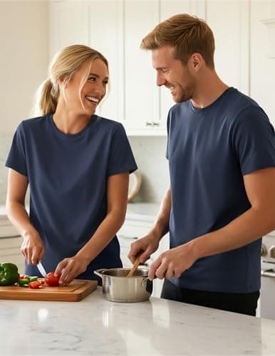 LETSEE Women's Short Sleeve Tops Breathable Loose Fit T Shirts Outdoor Yoga Running Hiking Gym Tee Top Navy Blue XXL - Thumbnail 4