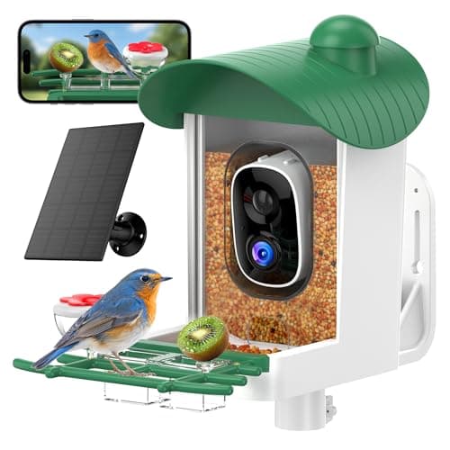 Bird Feeder with Camera Outdoor Solar: Smart Birdfeeder Houses with 2K Live Cam - AI Identify Birds Species and Auto Instant Arrival Alert Outside Garden - Ideal Gift for Bird Lovers - Image 1