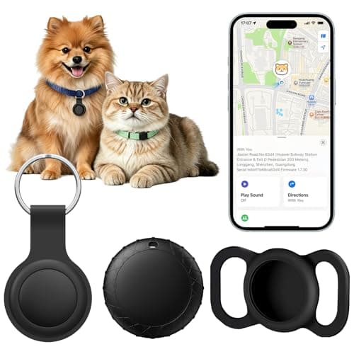 GPS Tracker for Dogs/Cats, Smart Collar with Real-Time Location - Pet Location Tracker with Holder, No Monthly Fee/No SIM Card, Works with iOS Find My, Ultra-Slim, IP68 Waterproof,Compact Design