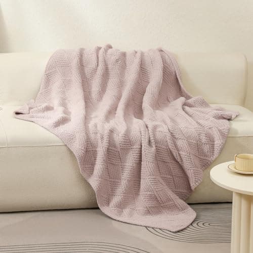 bearberry Super Soft & Fuzzy Minky Throw Blanket Lightweight All-Season - Diamond Stitch Plush Fleece for Couch, Bed, Sofa | Machine Washable Cozy Gift for Women, Men, Home (Beige, 40”x50”) - Thumbnail 2