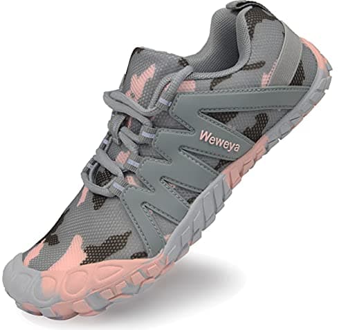 Weweya Women Barefoot Road Running Shoes Minimal Wide Cross Training for Ladies Runners Athletic Hiking Trekking Toes Sneakers Workout Footwear Pink Camo US Size 7 7.5 - Thumbnail 4