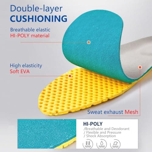 XINIFOOT 3 Pairs Elastic Shock Absorbing Shoe Insoles Breathable Honeycomb Sneaker Inserts Sports Shoe Insole Replacement Insoles for Men - Thumbnail 6