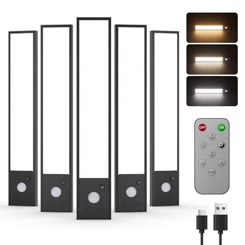5pack 8 inch Motion Sensor Light Indoor,Under Cabinet Lighting Wireless,3000mAh Dimmable Under Counter Lights for Kitchen,Motion Activated Under Cabinet Lights,3 Color-6500K Dimmable, Timer, Magnetic - Image 1