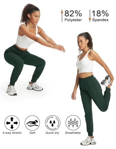 M MAELREG Womens Joggers Sweatpants Stretchy Soft Golf Pants with Inner Drawstring for Work Travel Casual Hiking Forest Green - Thumbnail 5