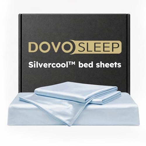 Silver Infused Sheets Set, Stays Fresh SGS Quality Certified, Temperature-Regulating Sheets for Night Sweat & Hot Sleeper, 1000-Thread-Count Luxuriously Silk Feel - Blue, King Set (3 Piece Set) - Image 1