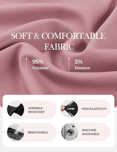 GRACE KARIN Summer Church Dresses for Women 2026 Short Sleeve A Line Work Dresses Fit and Flare Midi Dress with Pockets Gray Pink L - Thumbnail 5