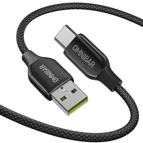 Omnibar USB A to USB C Cable 6FT, iPhone 17 16 15 Charger Cord Type C, Braided Zinc Alloy Samsung Charger Fast Charging Cord for Galaxy S25 S24, Tablet, Laptop, PS5, AirPods, GoPro, DJI, Carplay Cable - Image 1