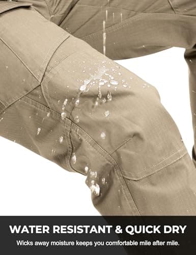 MOURCE BDU Pants for Men Water Resistant Quick Dry Tactical Cargo Pants with 7 Large Pockets Breathable Ripstop Khaki 2XL 30" - Thumbnail 3