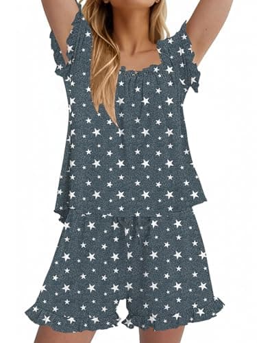 StunShow Yellow Set Pajamas for Women Cotton Pjs Pjs Sets Pajama Shorts Set Pajamas Cute Womens Pajama Set Women'S Pajamas Set Star S - Image 1