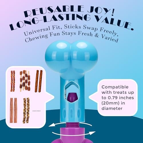 Apasiri Bully Stick Holder for Aggressive Chewers - Tough Dog Toy Prevent Choking and Free Up Your Hands, Bacon Flavored Nylon Chew Toy for Medium & Large Dogs to Keep Them Busy, Gift for Dogs, Pink - Thumbnail 5