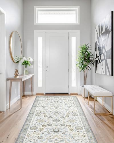 MINIDEAR 2x6 Runner Rugs for Entryway, Kitchen, Washable Rugs for Bedroom Non Slip Vintage Rug with Floral Print Carpet Mat for Home, Daisy - Image 1