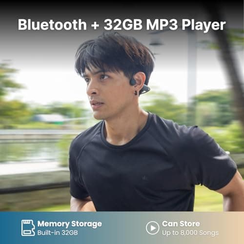 Jabees 7Seven Bone Conduction Swimming Headphones, IP68 Waterproof, 32GB MP3 Player, Bluetooth 6.0, Multi-Point Pairing, Open Ear Sport Headphones with Mic for Swimming, Running, Cycling - Thumbnail 4