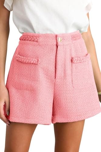 Cicy Bell Womens Tweed Summer Shorts High Waisted Wide Leg Dressy Casual Shorts with Front Pockets - Image 1