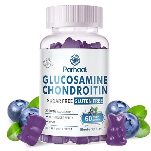 Parhaat Glucosamine Chondroitin Gummies with MSM & Elderberry Extra Strength - Joint Support, Antioxidant Immune Support Supplement for Adults, Men & Women.Blueberry - Image 1