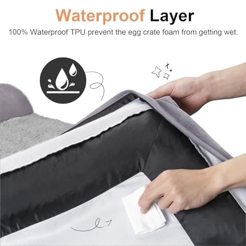 Small Dog Bed Orthopedic Washable: Beds Bolster Small Sized Dogs Bed Egg Crate Foam Couch Sofa Waterproof with Removable Cover - Purple - Thumbnail 4