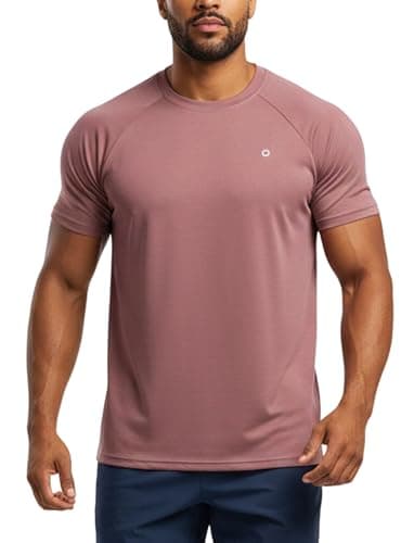 PATPAT Workout Shirts for Men Athletic Running Shirts Gym Quick Dry Short Sleeve Performance Moisture Wicking T Shirt, Red Brown, XXL - Image 1