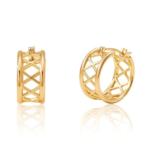 LOYATA Huggies Hoops Earrings for Women 14K Gold Plated Hoop Earrings Cubic Zirconia Diamond Dainty Earrings Hypoallergenic Simple Jewelry Gift for Women - Image 1