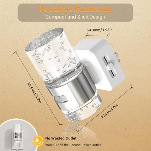JandCase Motion Sensor Night Light, Dimmable Night Lights Plug Into Wall, 2 Pack 3000k Soft White Night-Lights With 0-100Lm Adjustable Brightness, Acrylic Plug In Nightlight For Bedroom Bathroom Decor - Thumbnail 6