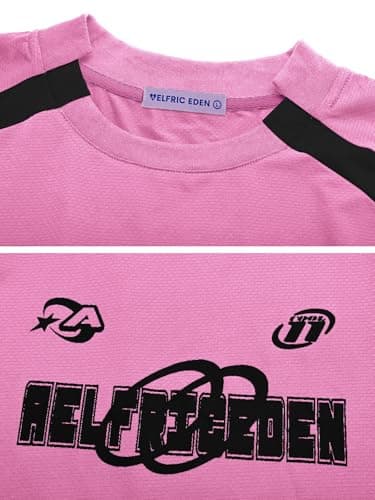 Aelfric Eden Oversized T Shirt Men 90s Shirt Unisex Streetwear Contrast Color Graphic Tees Casual Vintage Summer Tops Light Pink Medium - Thumbnail 3