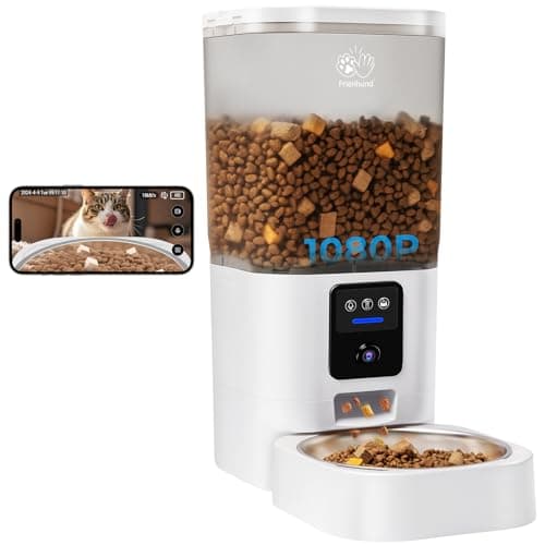 Frienhund Automatic Cat Feeder with Camera: 5G WiFi Automatic Dog Feeder with Night Vision, 7L Auto Cat Food Dispenser with 1080P Camera for Multiple Pet, Detachable for Easy Clean -29 Cup (ACF100W-B) - Image 1
