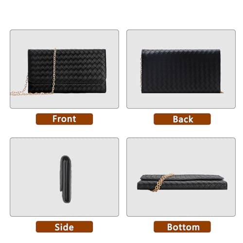 U+U Crossbody Bags for Women, Small Leather Bag with Removable Chain, Card Slots & Phone Pocket - Lightweight Purse Wallet (Black) - Thumbnail 6