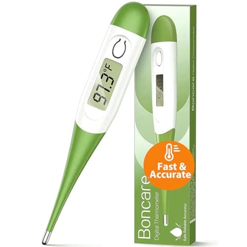 Boncare 10 Seconds Oral Thermometer for Adults and Kids - Accurate & Safe Rectal Thermometer for Baby with Fever Alarm, Digital Thermometer (Green) - Image 1