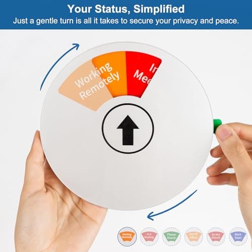 Office Door Sign – 6 in 1 Rotating Privacy Sign with “In a Meeting/Do Not Disturb/Back Soon/Working Remotely/Please Knock/Out of Office” – Strong Adhesive + Magnets, No-Residue Removal, Works on Glass/Wood/Metal Doors – 6 Inch, Sliver - Thumbnail 5