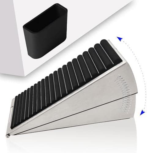 HOOFUS Adjustable Spring Large Door Stop,Heavy Duty Tall up to 3.14 inches Wedge Door Stoppers for Bottom of Door,Stainless Steels Door Holder (Sliver, 2 Pack) - Image 1