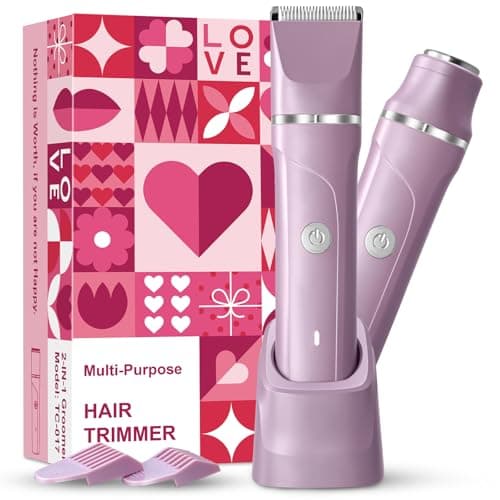 VEGITERIA Electric Razors for Women 2 in 1 Bikini Trimmer for Women Cordless Dry/Wet Use Electric Shaver for Pubic Hair, Armpit, Facail Hair Removal, Waterproof Pearl Purple - Image 1