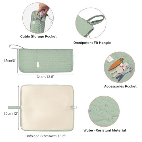 KarSyon Hot Tools Organizer Heat Resistant Mat Case Hair Tools Holder Travel Bag Portable Hair Styling Tools Cover Pouch for Curling Iron,Flat Iron,Hair Straightener (Sage Green) - Thumbnail 5