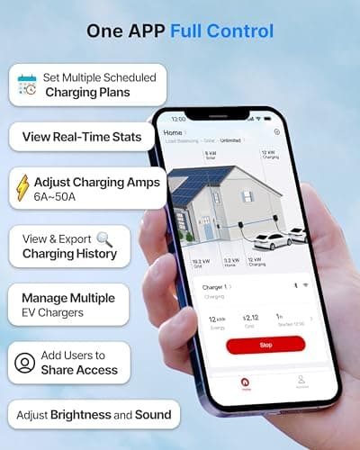 ELECQ Home EV Charger Level 2, Active Load Management, Solar Charging Modes, OCPP Compatible & Future-Proof, 50A Hardwired EVSE with J1772 Connector - Thumbnail 3