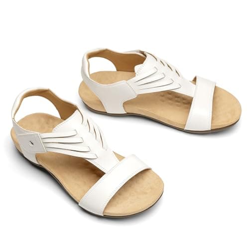 Rihero White Orthopedic Sandals for Women Arch Support Comfortable Casual Summer Orthotic Flat Sandals for Beach Walking Size 11 - Thumbnail 6
