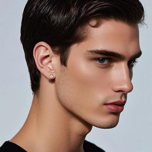 Ve Celestelle Moissanite Stud Earrings, 925 Sterling Silver, 18K White Gold Plated, Round Cut (4 Carat-(2ct*2)-8mm) - Thumbnail 2