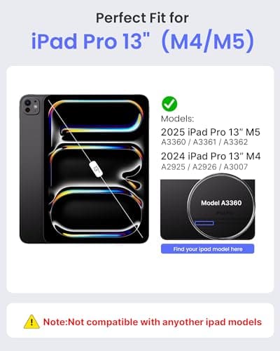 typecase Edge+ Keyboard Case for iPad Pro 13-inch (M5/M4) 2025/2024, Ultra-Slim Detachable Protective Case, Portrait & Typing Modes, Built-in Trackpad, 11-Color Backlight, Magnetic Stand, Black - Thumbnail 2