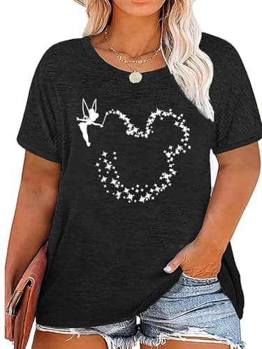 Plus Size Magical Shirts for Women Magic Kingdom T Shirts Graphic Tee Cute Holiday Shirt Family Vacation Tops Black - Image 1