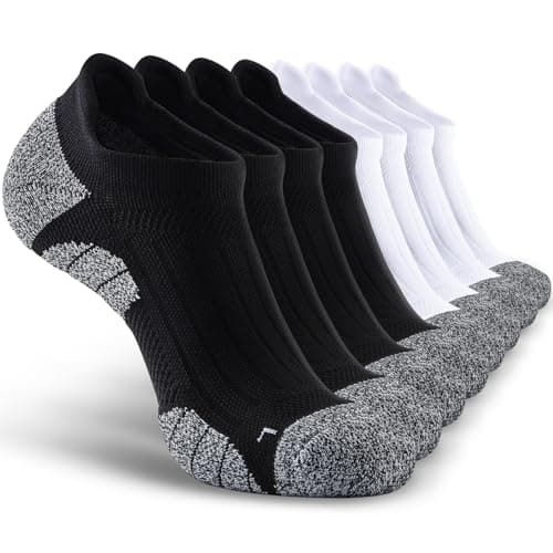 SITOISBE Men's No Show Compression Athletic Socks, Cushioned for Running Hiking, X-Large, Black-4 & White-4 (8 Pairs) - Image 1