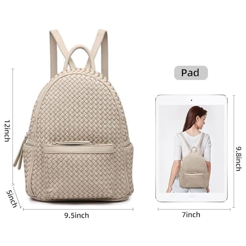 SHOMICO Mini Woven Backpack Purse for Women, Trendy Versatile Daypack, All-Match Fashion Bag,Spring Travel(Small Beige Woven) - Thumbnail 5