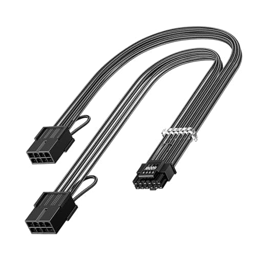Fasgear 16 Pin GPU Cable Adapter - PCIe 5.0 12VHPWR Extension 30cm - (12+4) Male to PCIE 2x8Pin Female Sleeved 12v-2x6 Extender Cord for GeForce RTX 5070 ti 4090 4080 4070 ti 3090 ti Black - Image 1