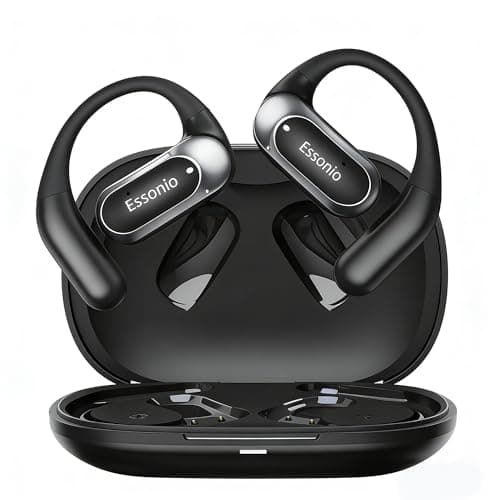 Essonio Open Ear Earbuds Wireless Ear Hooks Headphones, Ultra Lightweight Powerful Stereo Sound 35H Playtime Bluetooth 5.4 Dual Device Sync AI Clear Calls Waterproof for Small Ears - Image 1